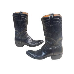 Lucchese Black Leather Western Cowboy Boots  size 9.5 A